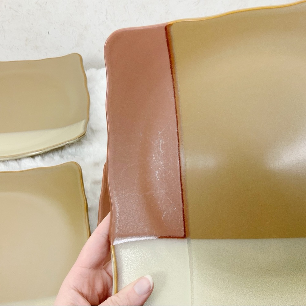 Sango Gold Dust Sienna 6 Square Salad Plates Western Southwest Earthtones Boho - Picture 11 of 14